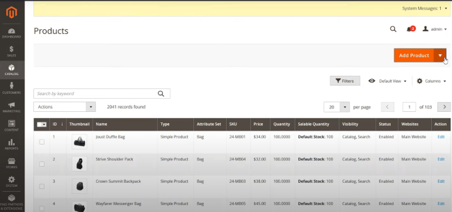 Ajout d'un produit dans Adobe Commerce
